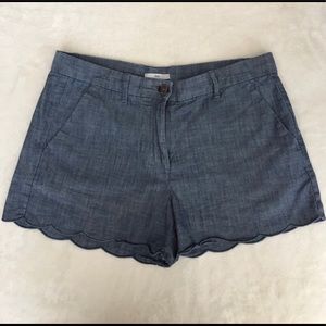 Scalloped Chambray Shorts